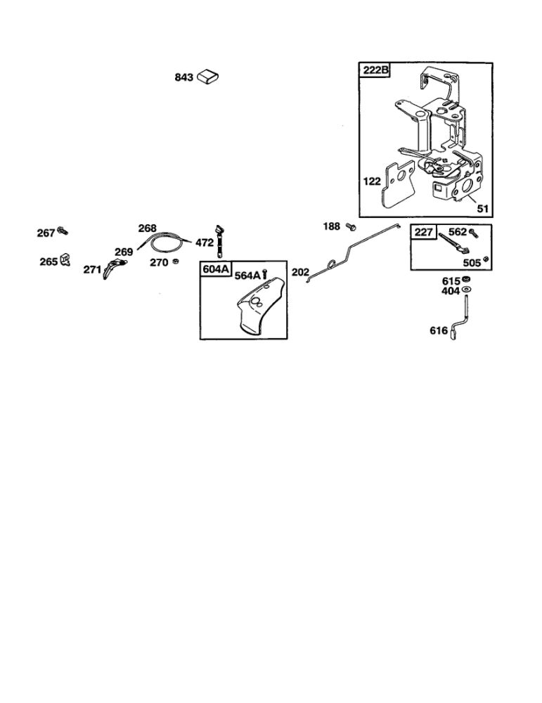 Cover And Bracket Control Diagram and Parts List for 120600-120699 0100-0110-0111 Briggs and Stratton Engine
